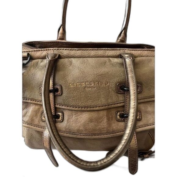 Liebeskind Berlin‎ Leather Gold Metallic Crossbody Handbag Tote Satchel - Picture 3 of 10
